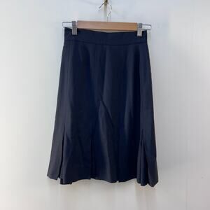 Escada Virgin Wool Pleated School Girl Skirt Navy Blue Academia Women's US 4 34